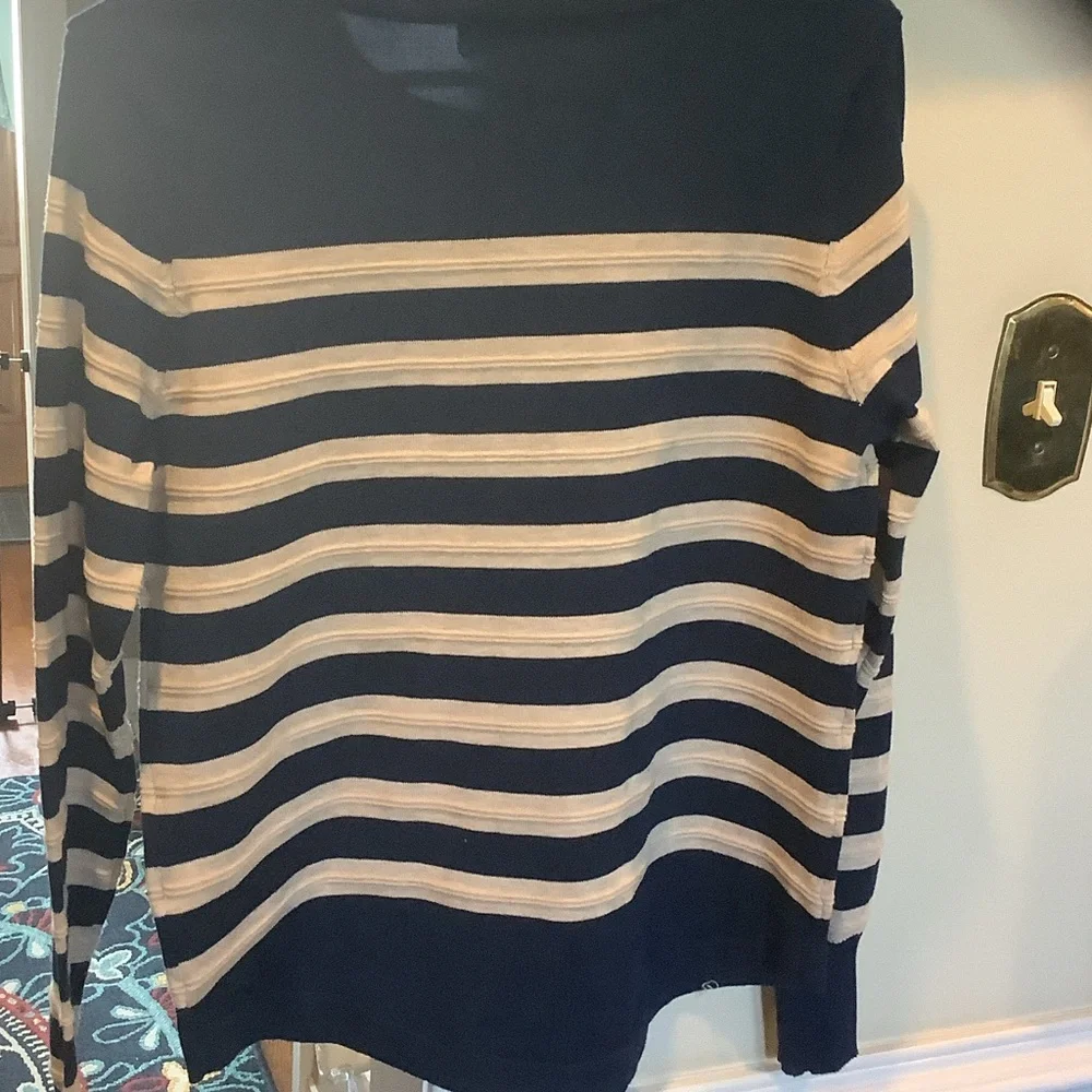 Liz Claiborne Blue and‎ Beige Buttoned Sweater
